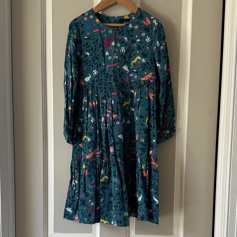 Joules Kids Dress in Teal with Multicolor Print